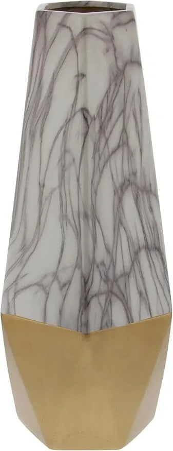 Faux Marble Centerpiece Vase with Gold Base