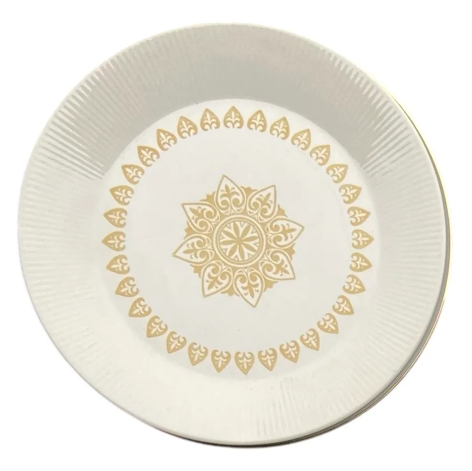 Cream with Yellow/Gold Pattern - Ceramic Plate