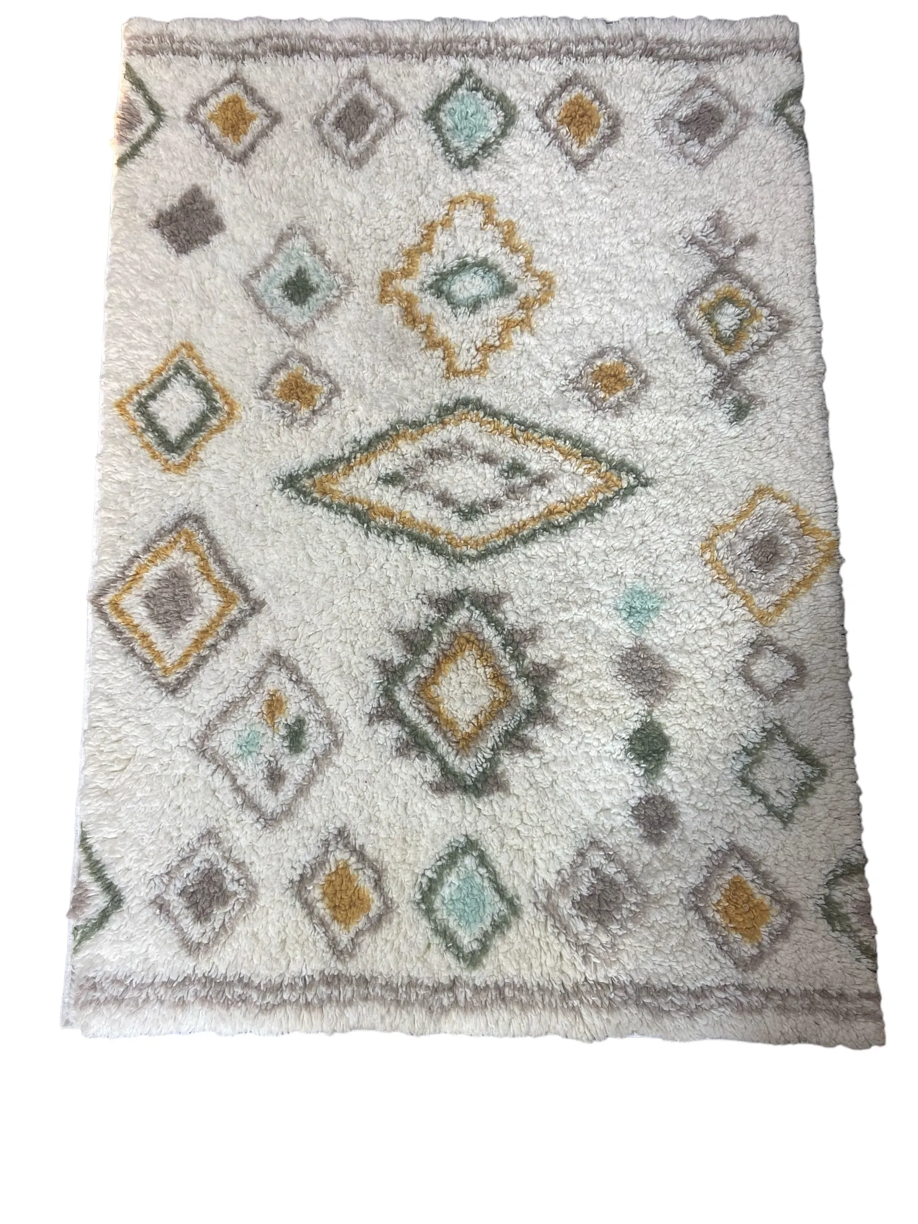 White Rug with Geometric Shapes