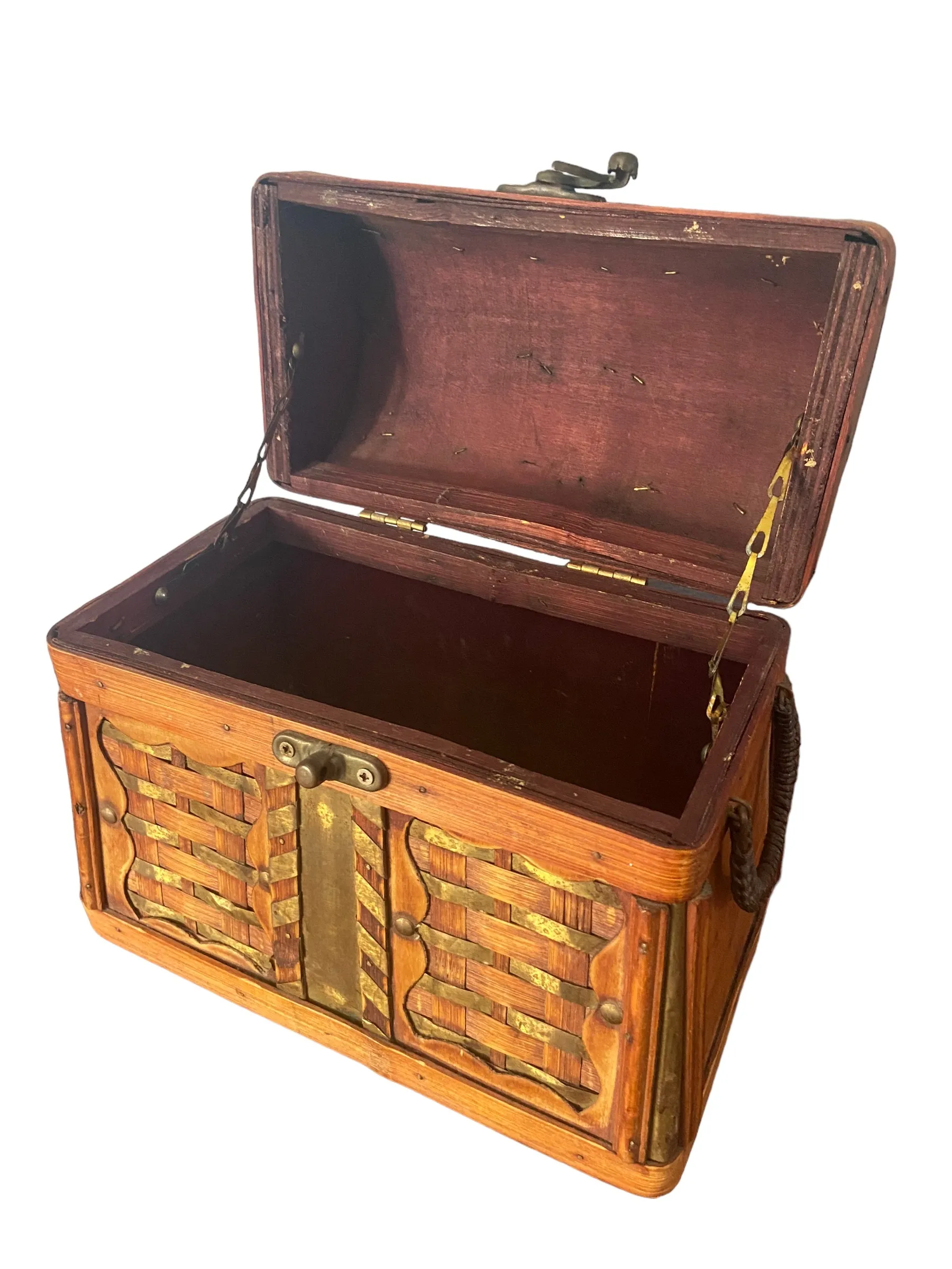 Brown Wooden Wicker Box with Clasp