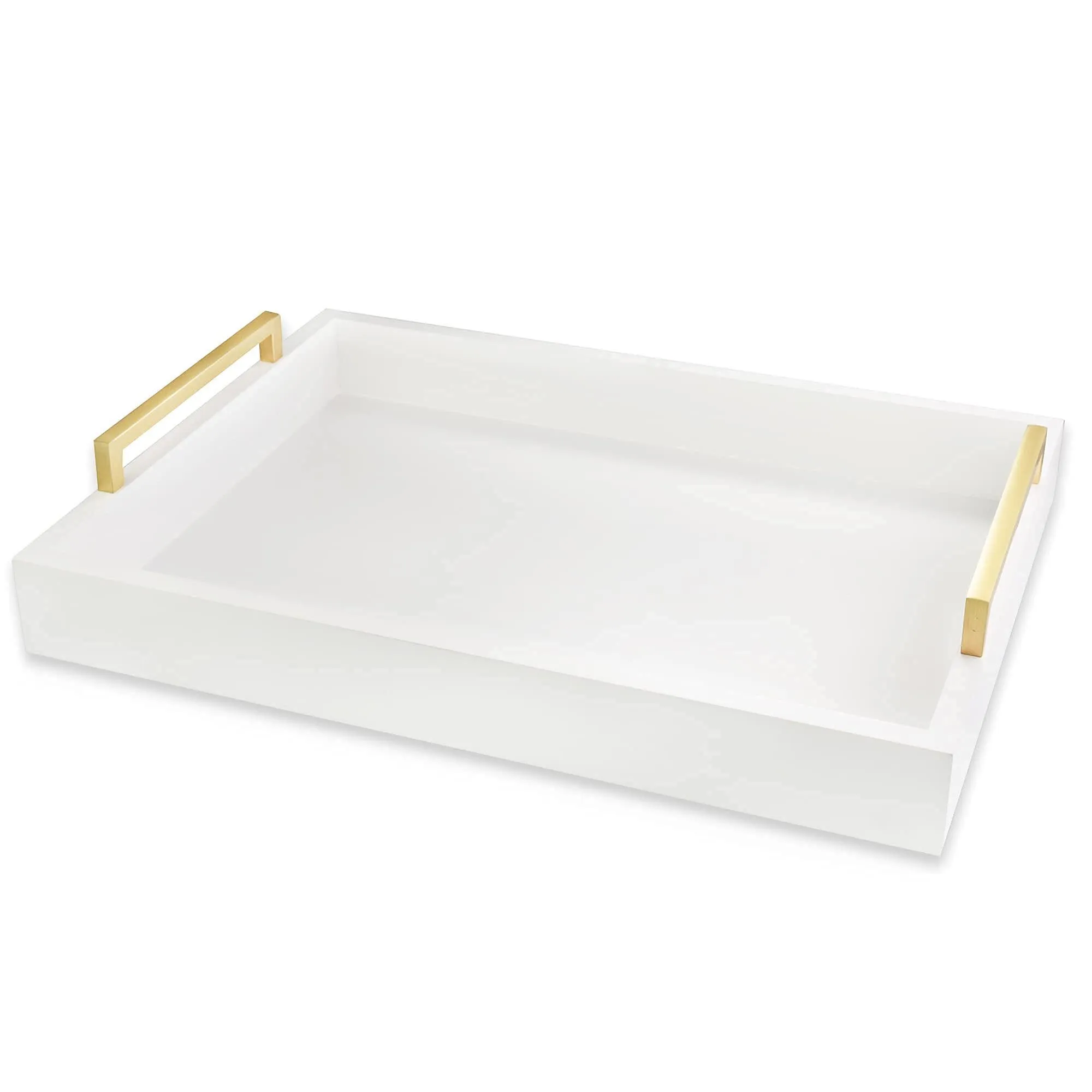 White Tray with Gold Handles