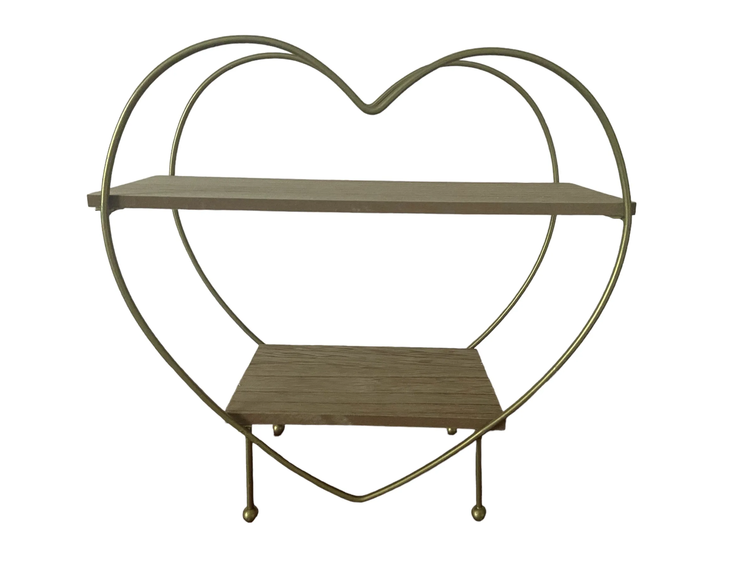 Gold Wooden Display Stand Heart Shaped Medium