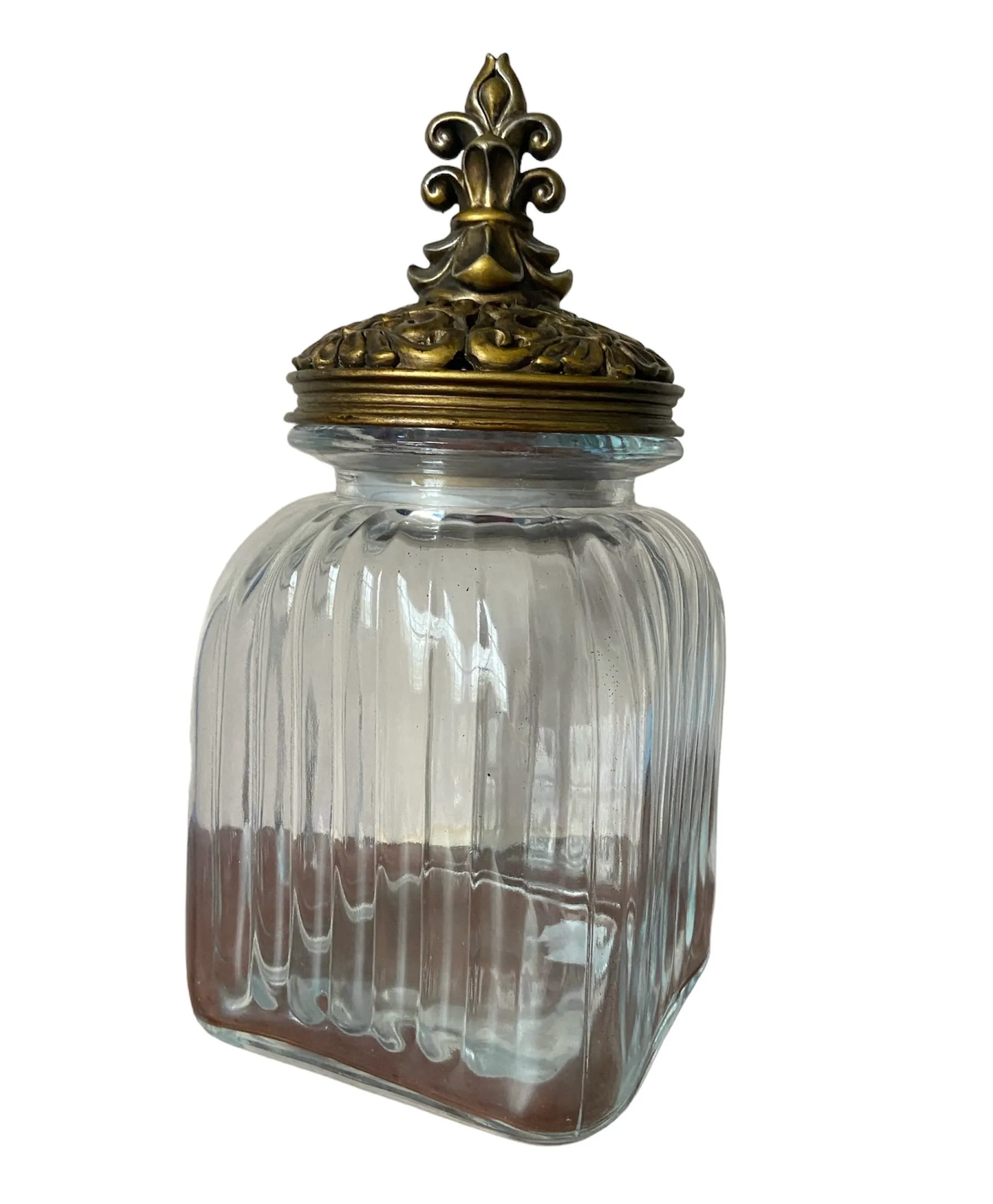 Clear Glass Jar with Gold Top Large