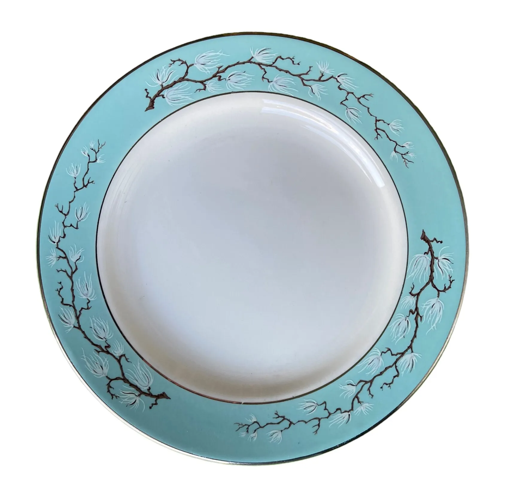 Mint Green With Coral Embellishment Dinner Plate