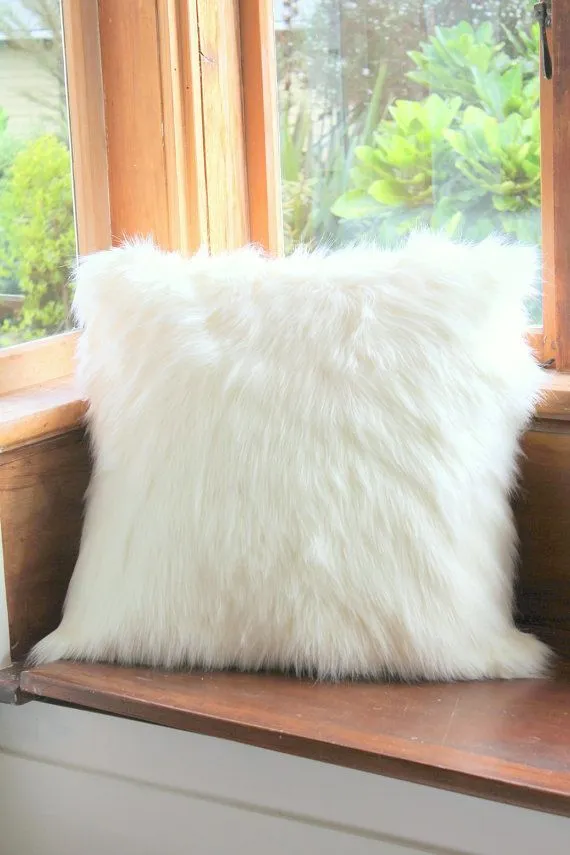 White Fur Pillow Large
