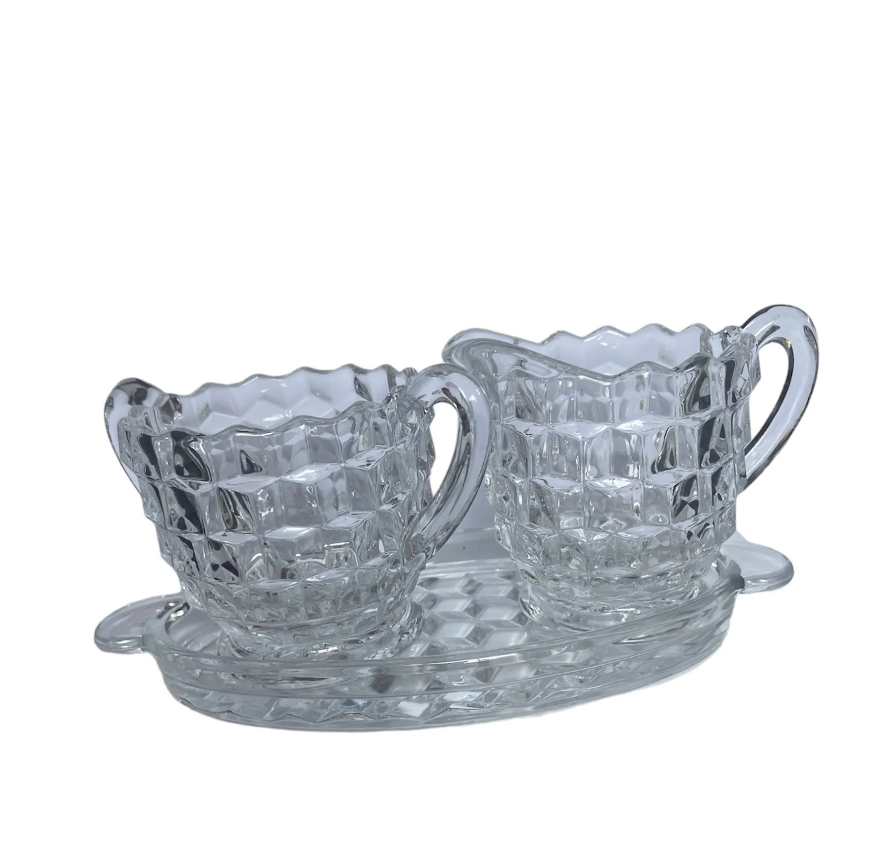 Glass Textured Cream and Sugar Set