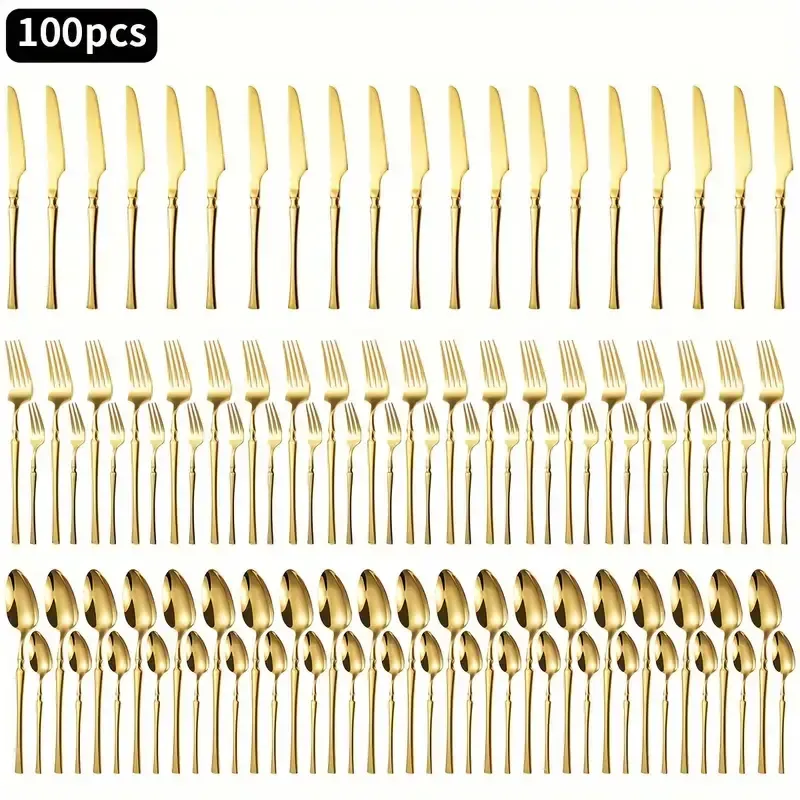GOLD flatware fork knife spoon set