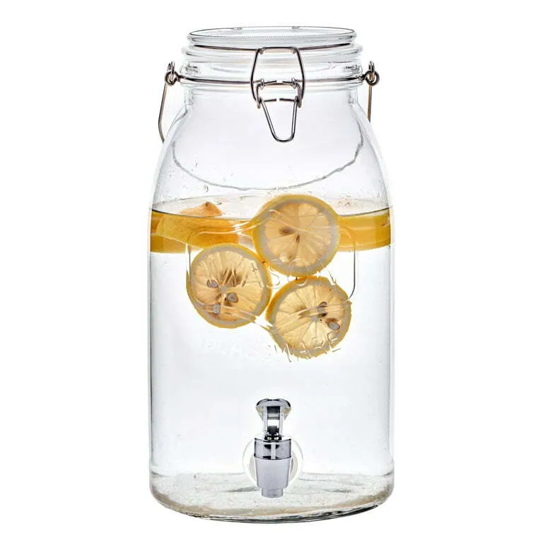 Clear Glass Beverage Dispenser with Mason Jar Lid