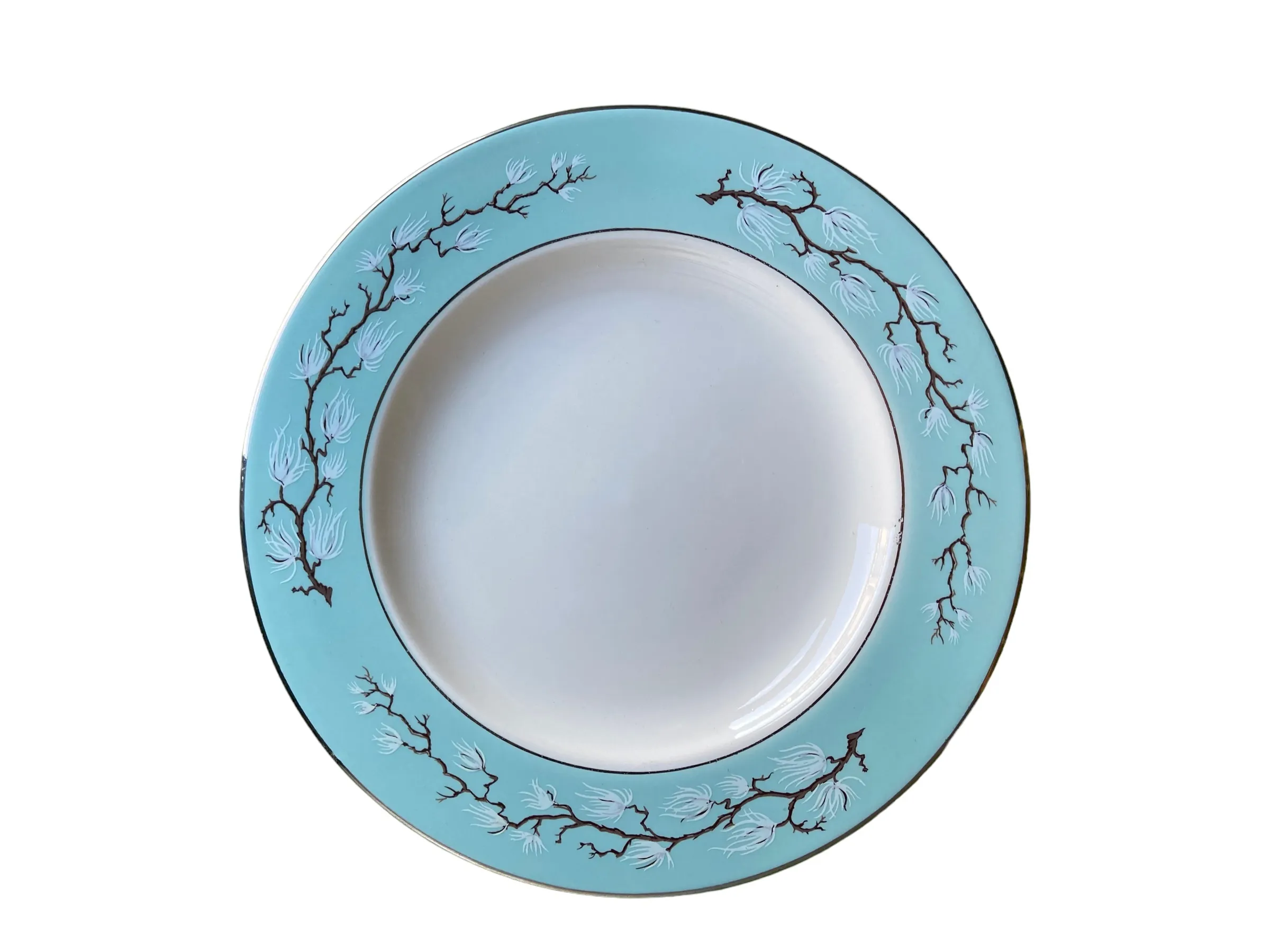 Mint Green With Coral Embellishment Salad Plate