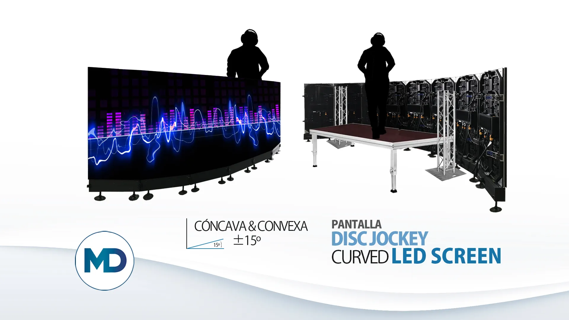 Cabina de DJ con pantalla led