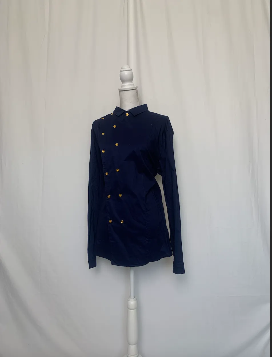 Blue Shirt with Gold Buttons (Extra Extra Lage)