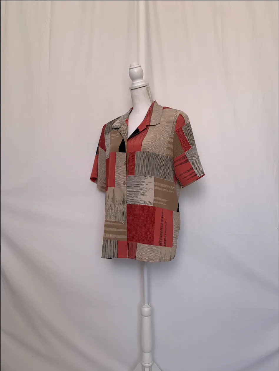 Multicolor Square Patterned Short Sleeve Shirt - Alia ( )