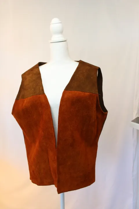Orange and Brown Vest - Handmade, Leather ()
