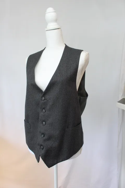 Gray Suit Vest - Wool Striped ()