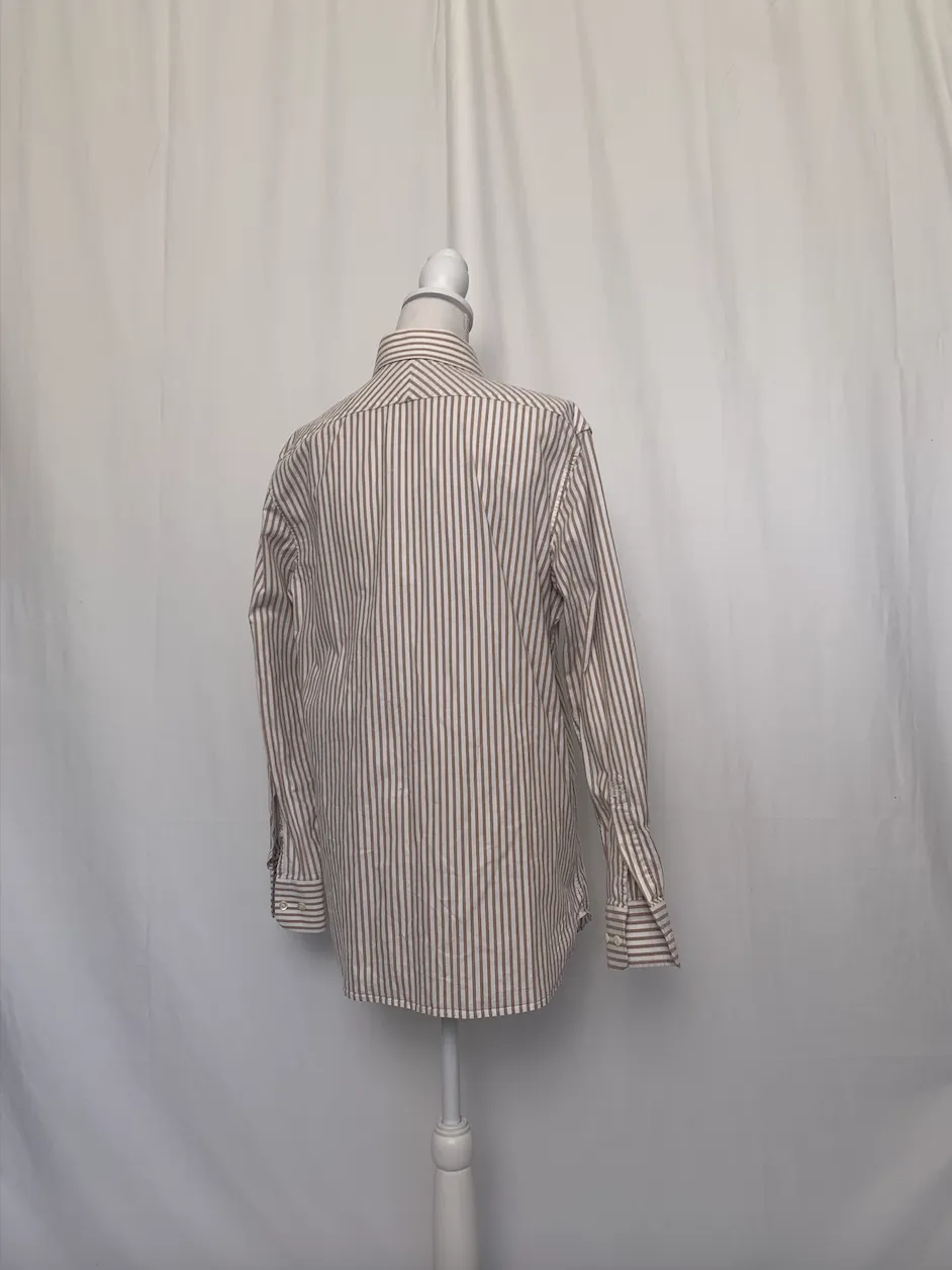 Brown and White Striped Shirt - Banana Republic (Medium)