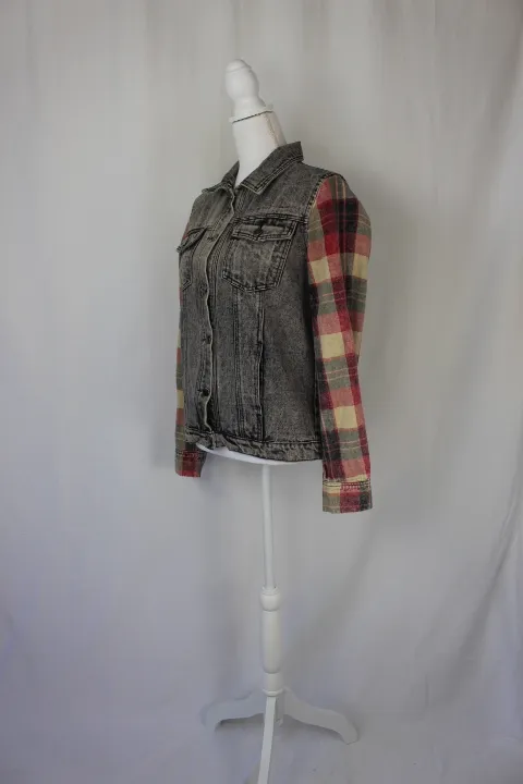 Gray Jacket - Denim with Flannel Sleeves (large)