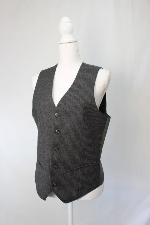 Grey Pinstripe Vest - Polyester with Satin Back ()