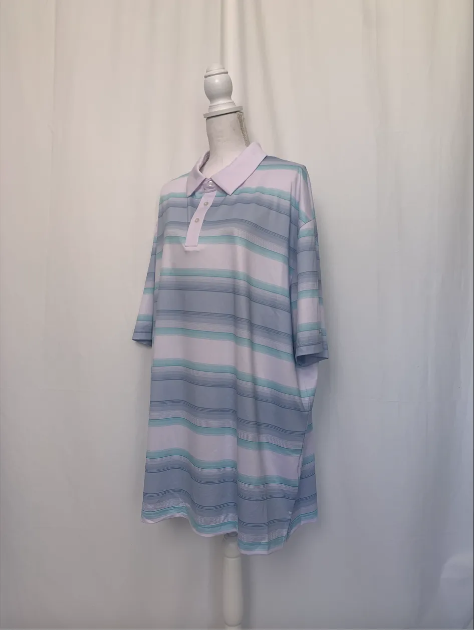 Blue and White Striped Polo Shirt - Ben Hogan (Extra Extra Extra Large)