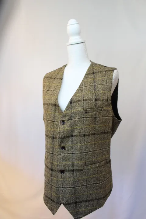Beige Vest - Wool Tweed Plaid ()