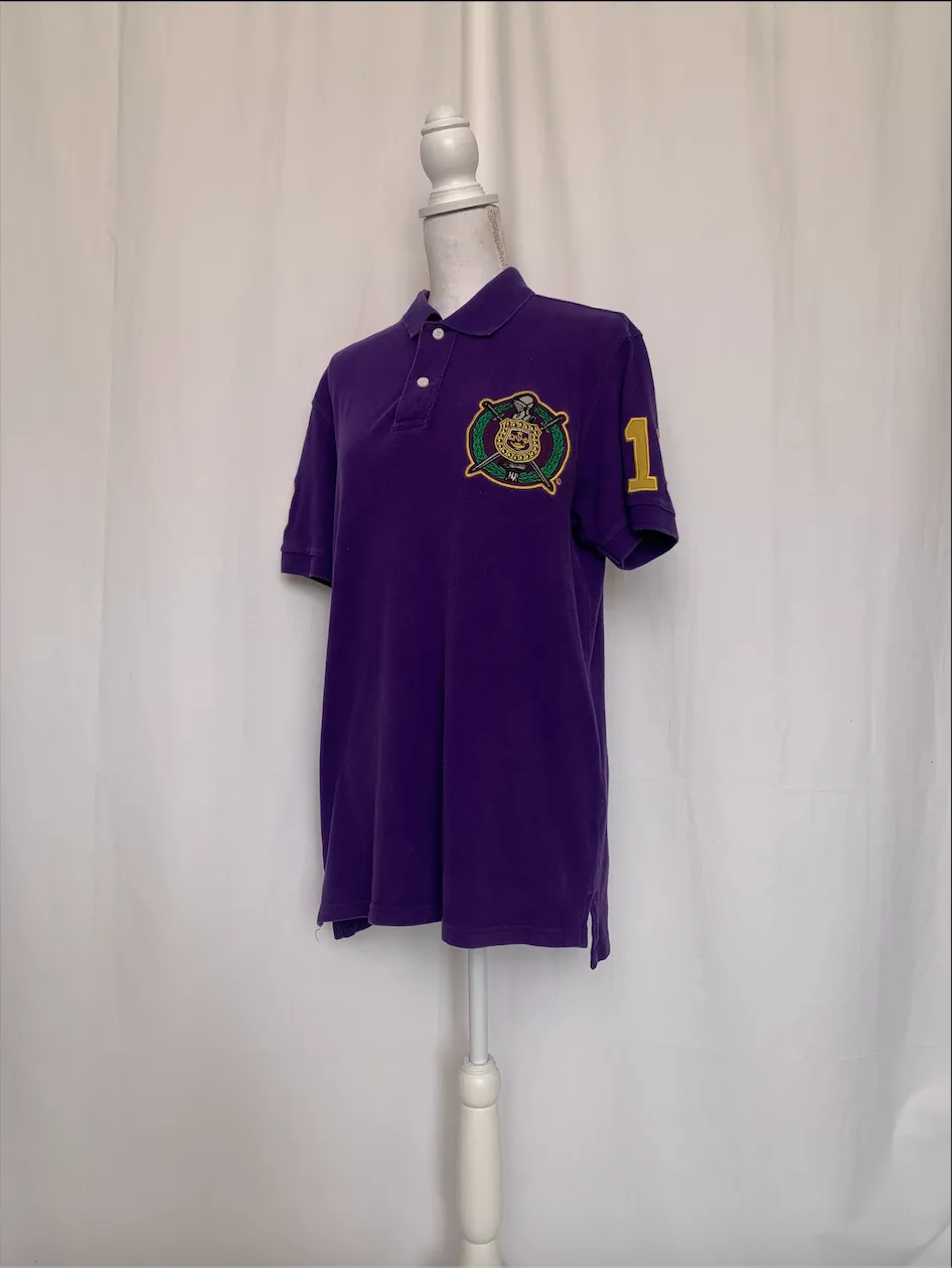 Purple Polo Shirt With Fraternity Emblem and Numbers - BIGBOYHEADGEAR (Medium)