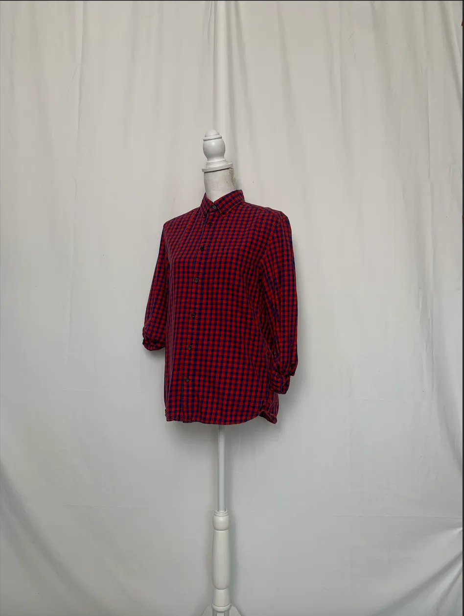 Red and Blue Plaid Shirt - Label of Graded Goods (Small)