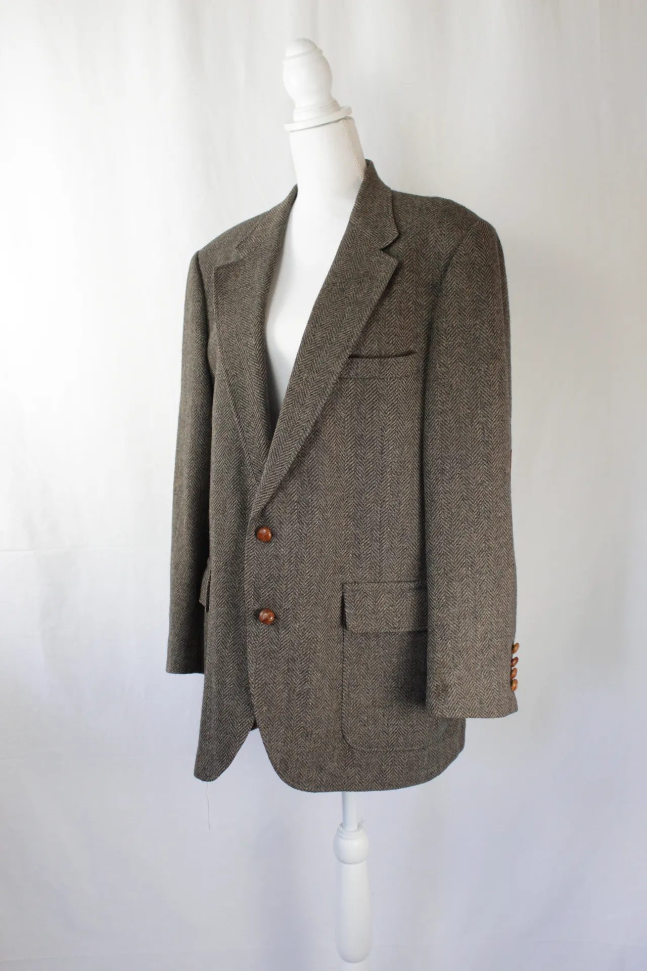 Gray/Brown Jacket - Tweed Blazer With Elbow Patches ()