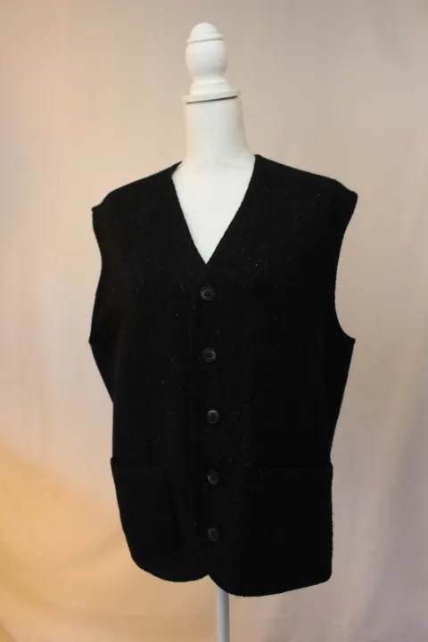 Black Sweater Vest - Tweed Button Up ()