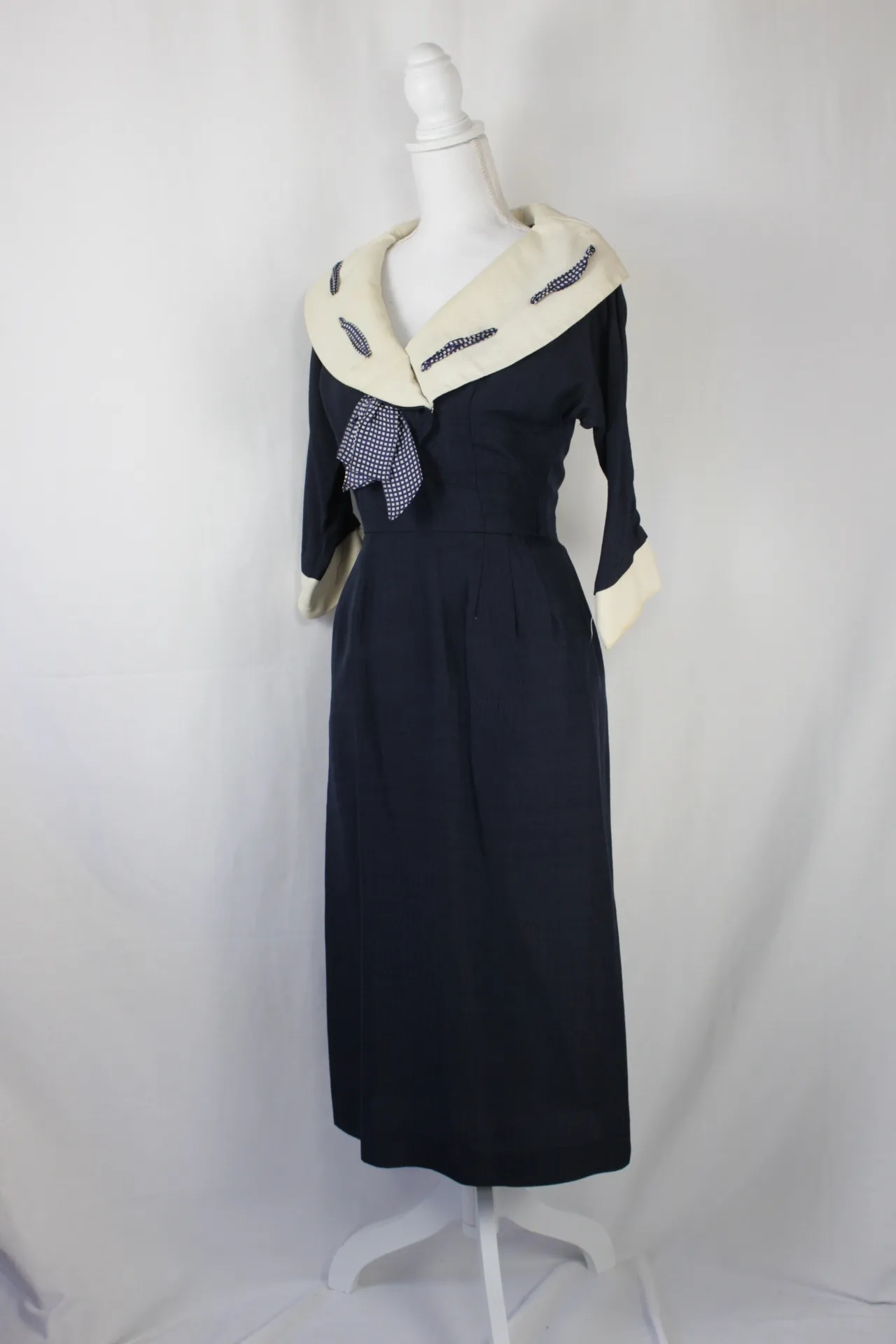 Blue Dress - White Lapel