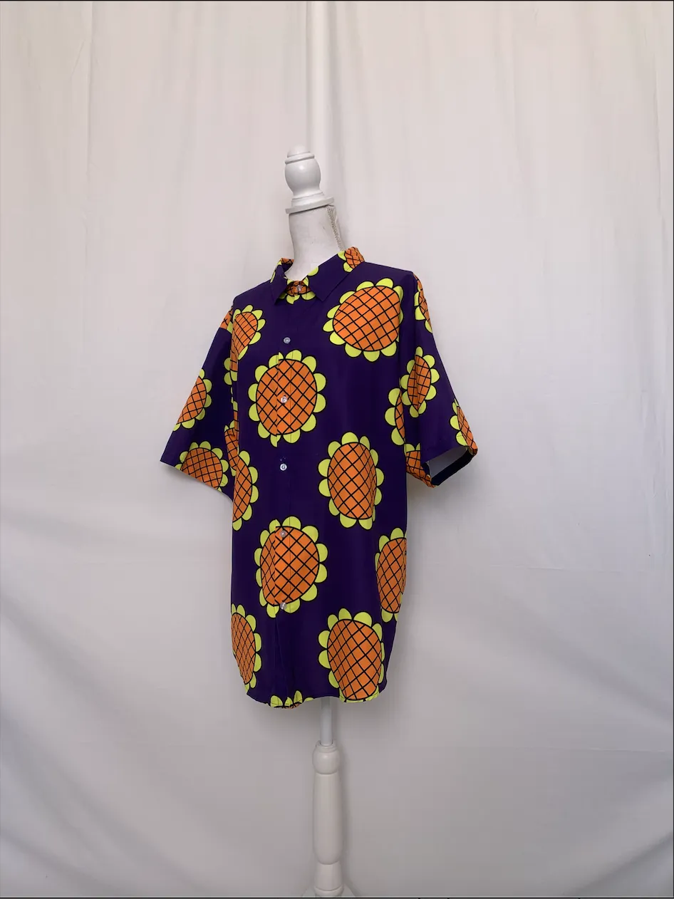 Purple Sunflower Short Sleeve Shirt - GarmentOne (Large)
