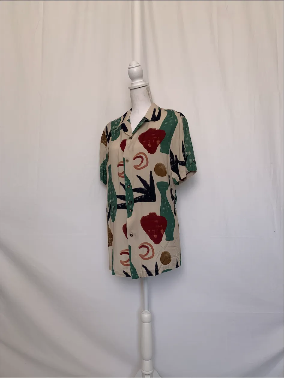 Beige Shirt With Multicolor Pattern - Asos Design (Medium)