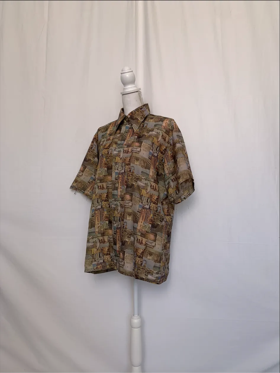 Architecture Patterned Short Sleeve Shirt - Bardon Inc. (Large)