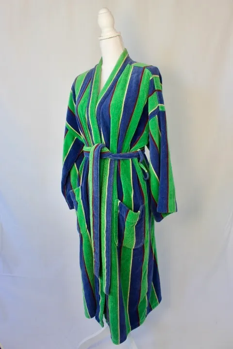 Green and Blue Robe - Striped Terrycloth Bathrobe ()
