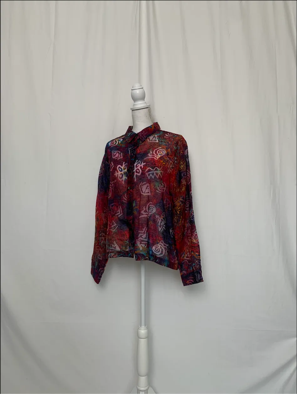 Multicolor Sheer Patterned Shirt - Chico's ( )