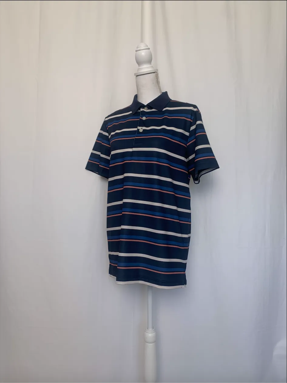 Multicolor Striped Blue Polo Shirt - Goodfellow & Co (Medium)