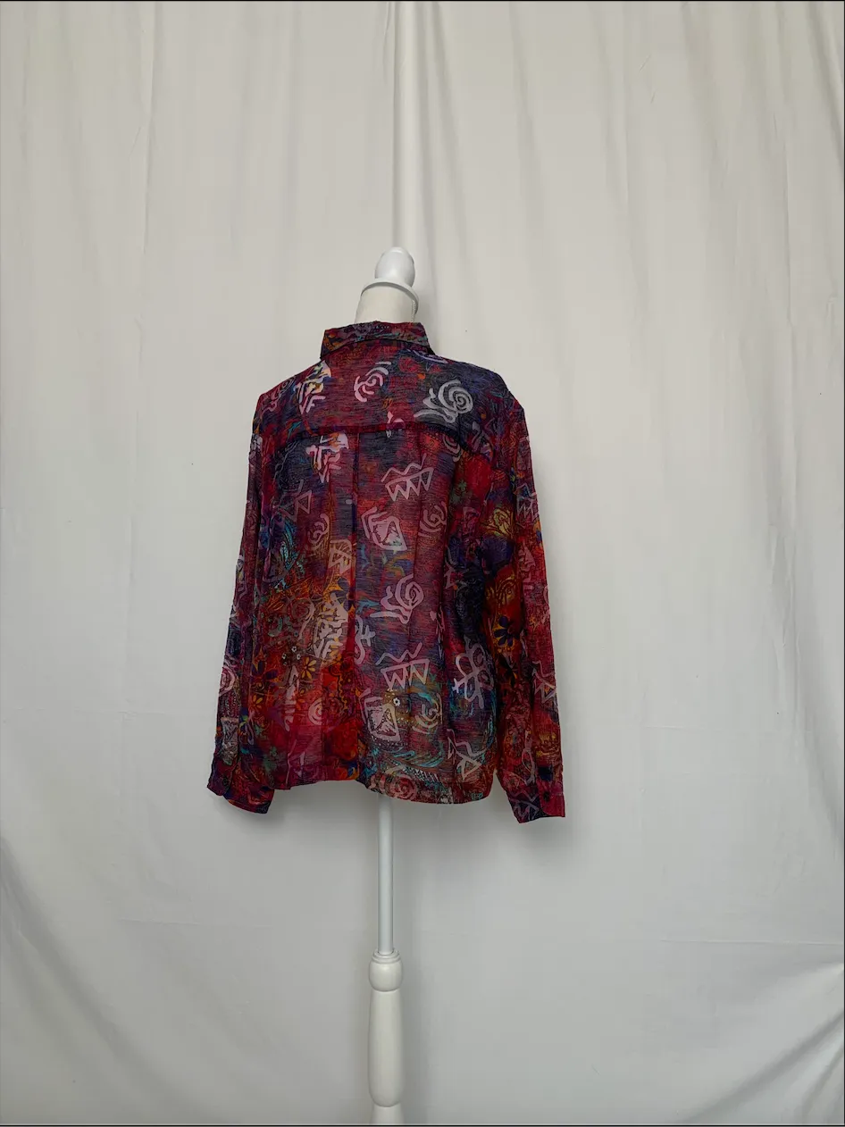 Multicolor Sheer Patterned Shirt - Chico's ( )