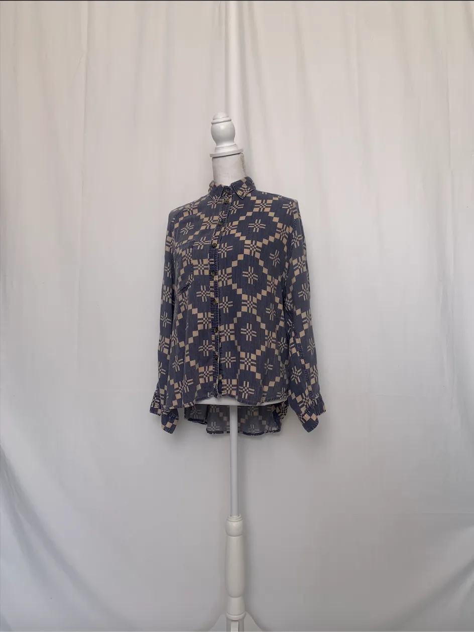 Blue and Cream Patterned Shirt - BDG ( )
