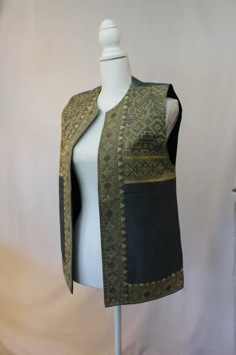 Blue Gray and Gold Vest - Patterned ()