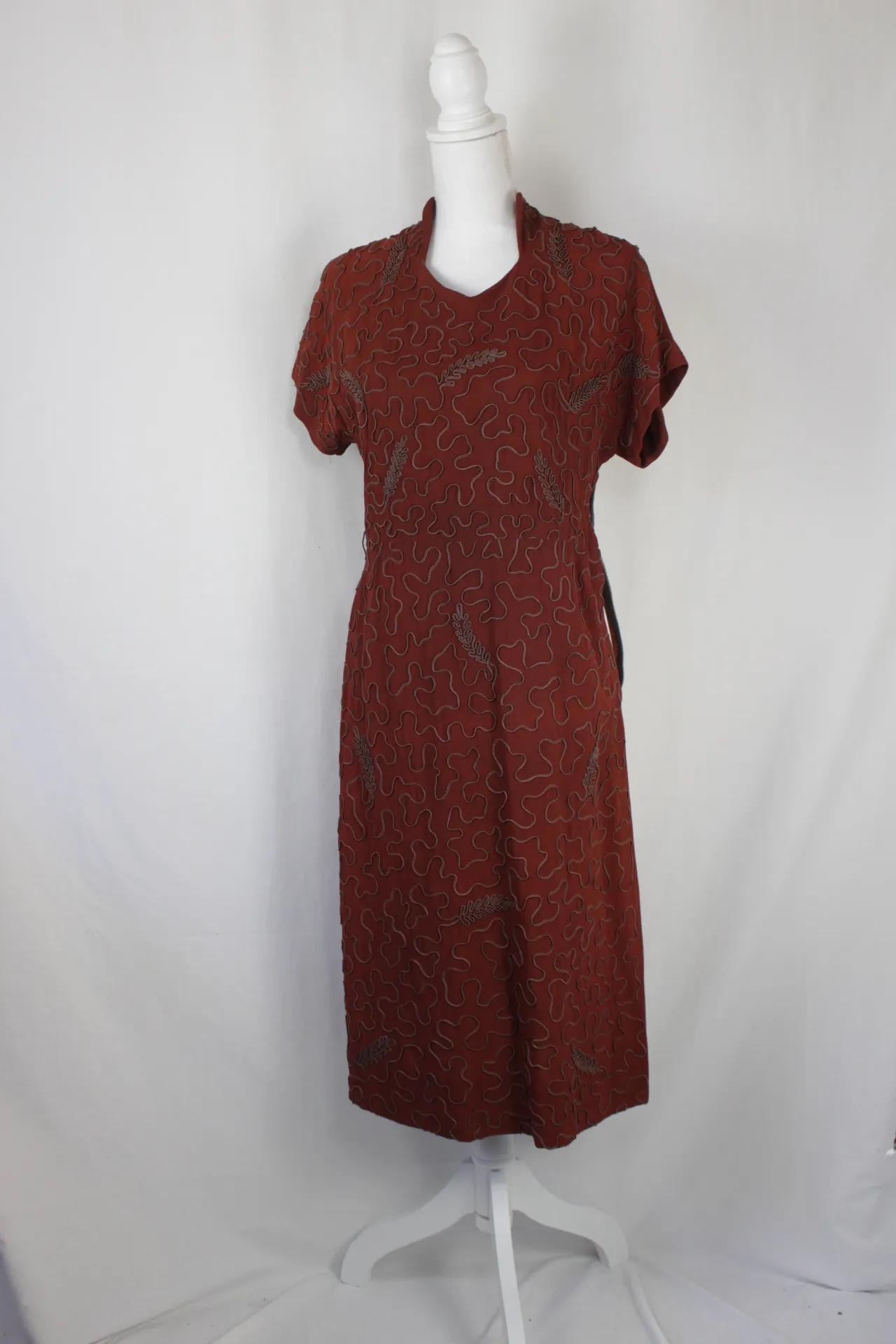 Dark Orange Dress - Silk Edging Applique