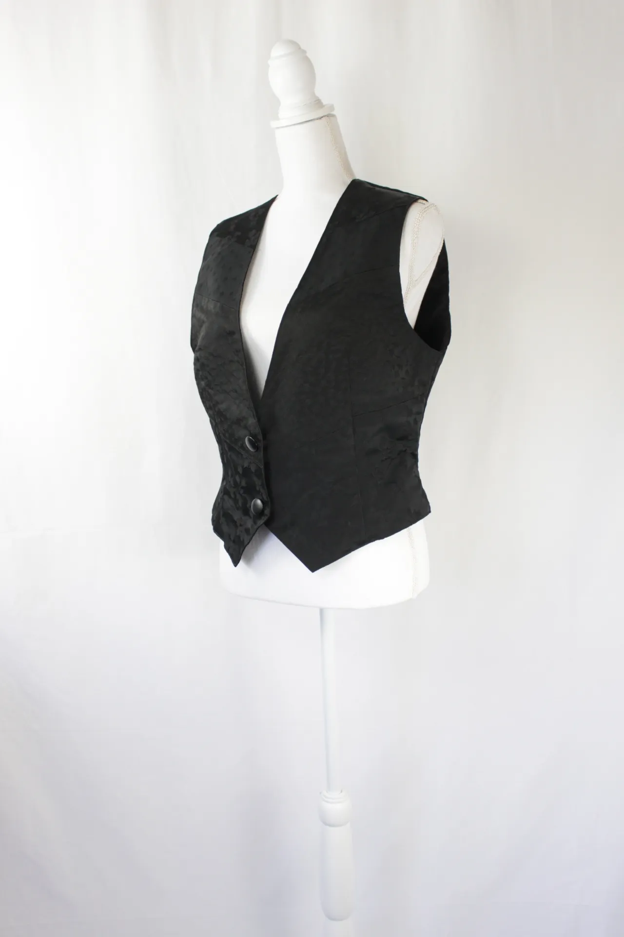 Black On Black Floral Design Vest ()