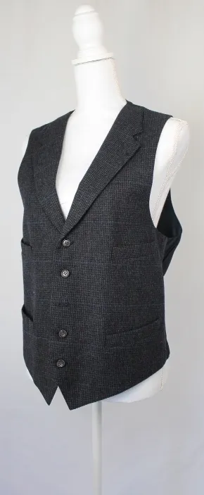 Dark Blue/Grey Plaid Vest - Wool ()