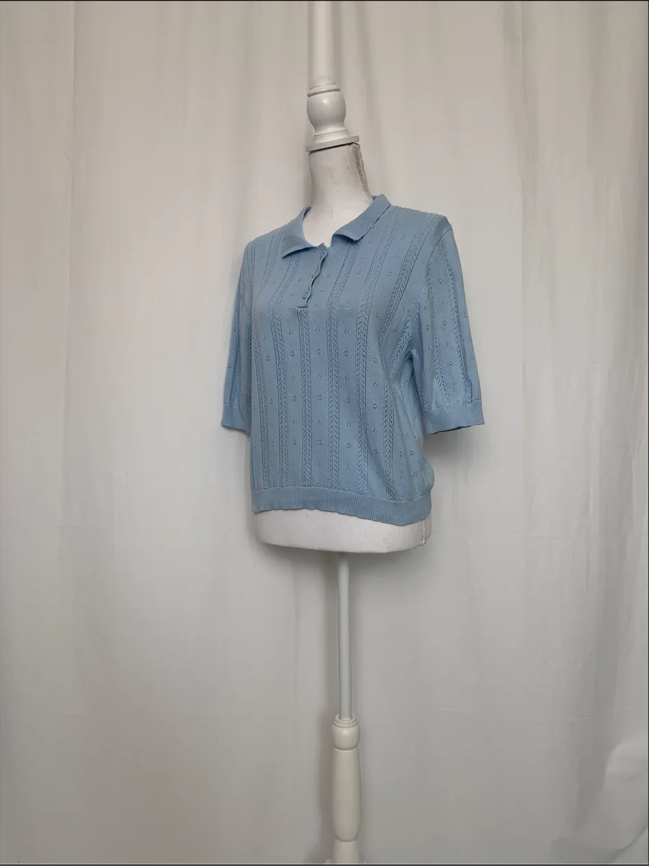 Turquoise Patterned Polo Shirt (Large)