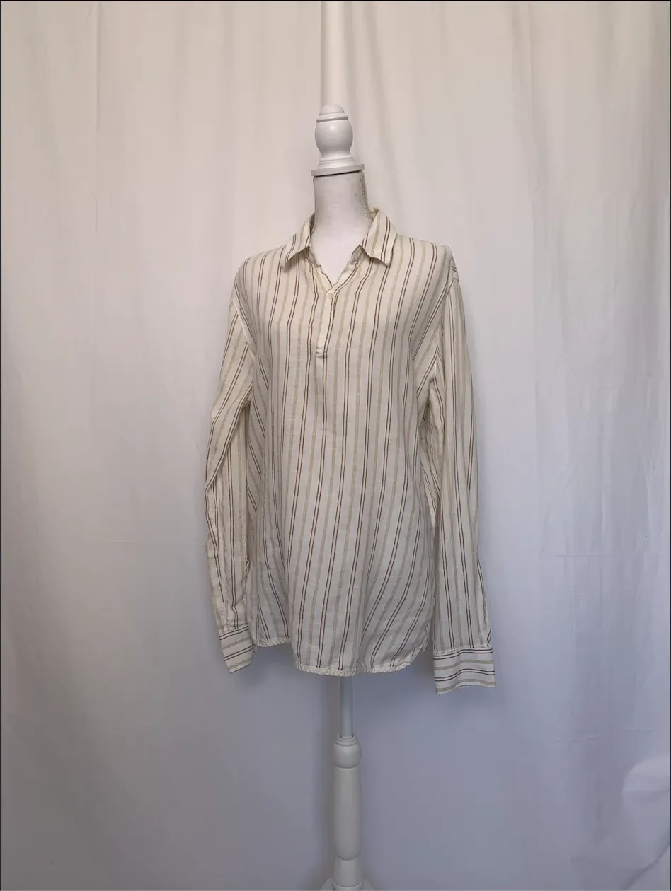 Brown and White Striped Shirt - Nogaret (Extra Large)