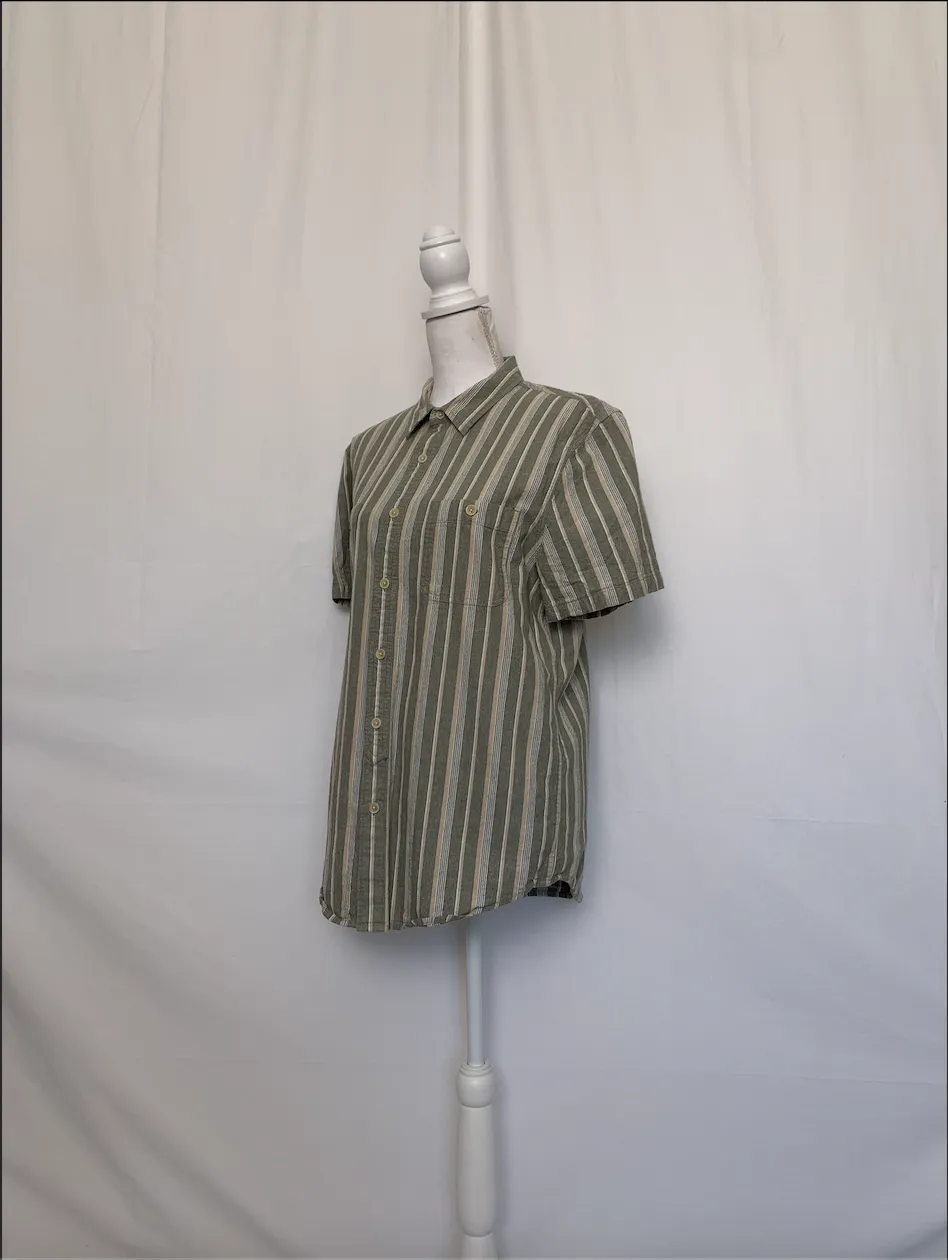 Green Striped Short Sleeve Shirt - Lucky Brand (Medium)