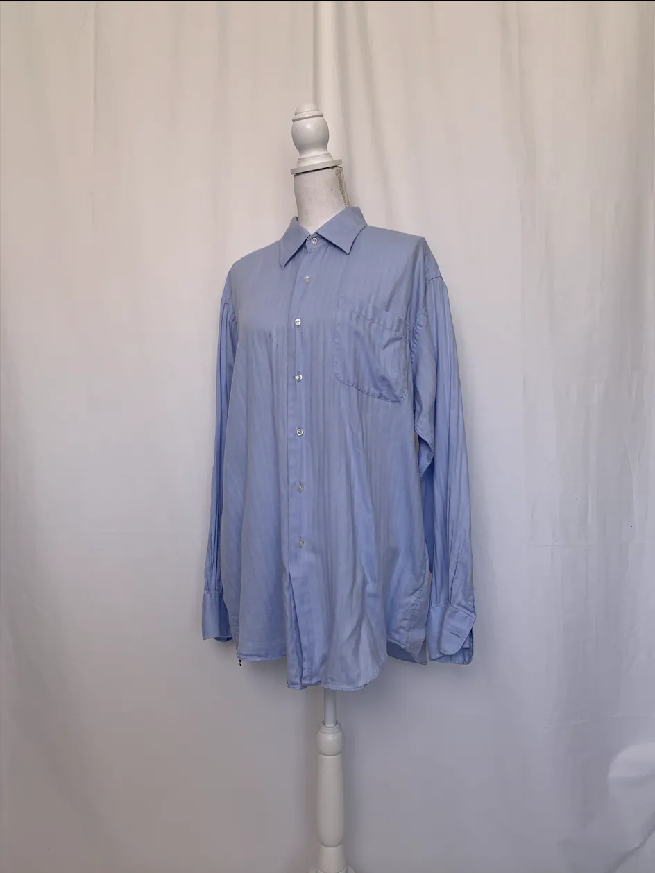 Blue Herring Bone Patterned Shirt - Joseph & Lyman ( )