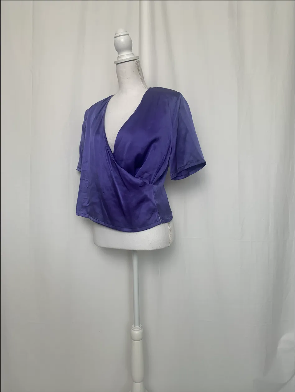 Blue Plunge Neck Top - Shepatin (Medium)