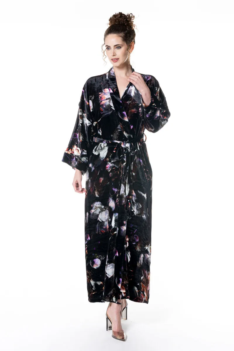 Black Velvet Floral Robe