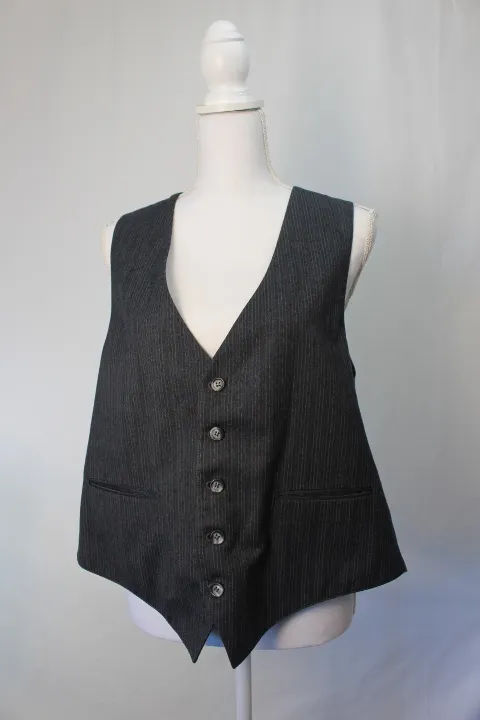 Grey Striped Vest - Olive Green Back ()