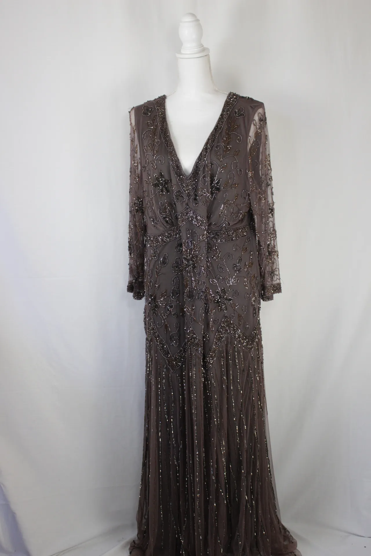 Silver Dress - Plunge-neck, Beaded (x-large)