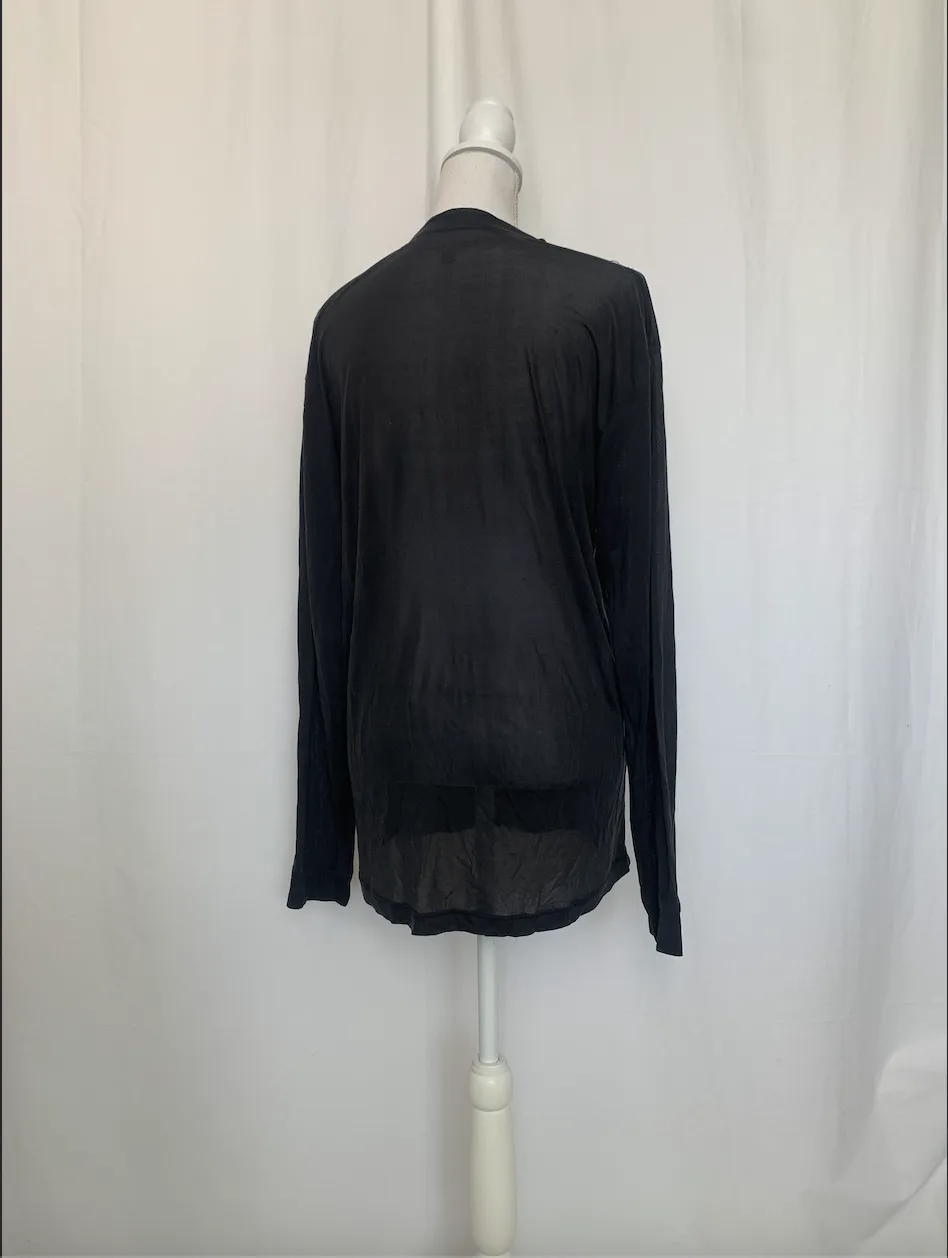 Black Sheer Long Sleeve T-Shirt - Thermasilk (Large)
