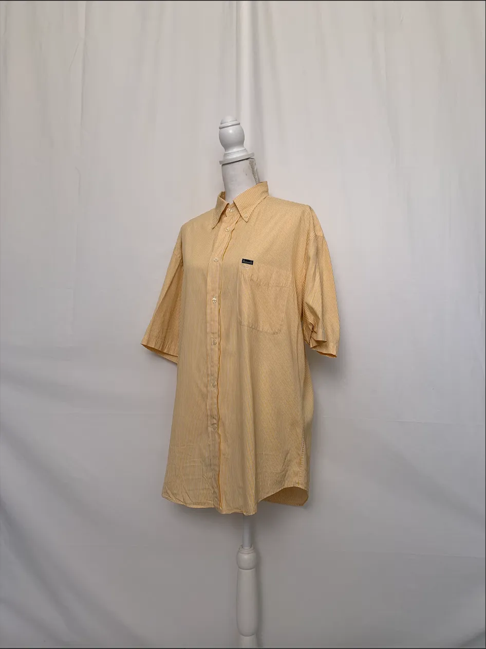 Orange Striped Short Sleeve Shirt - Faconnable (Large)